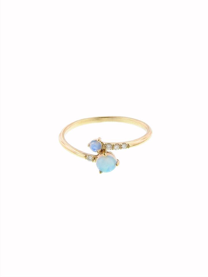 Wwake Opal Crossover Ring With Diamonds