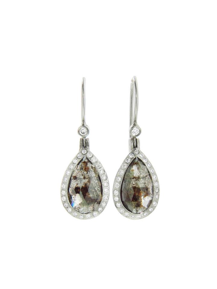 Todd Reed Teardrop Diamond Earrings In Palladium