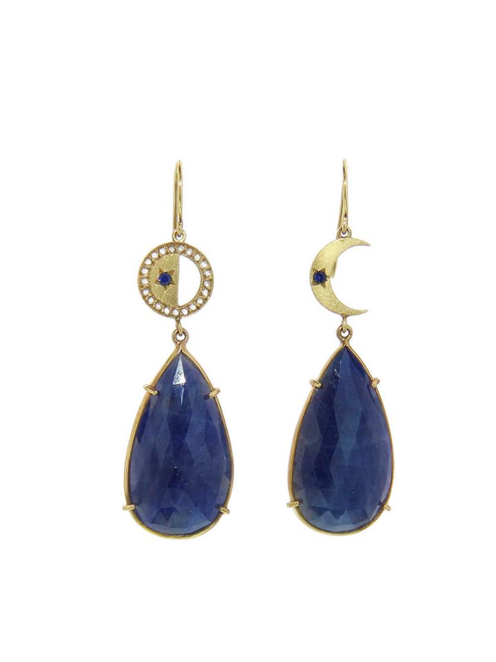 Andrea Fohrman Blue Sapphire Phases Of The Moon Earrings