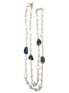 Cathy Waterman Peruvian Opal, Baroque And Akoya Pearl Wire Wrap Necklace