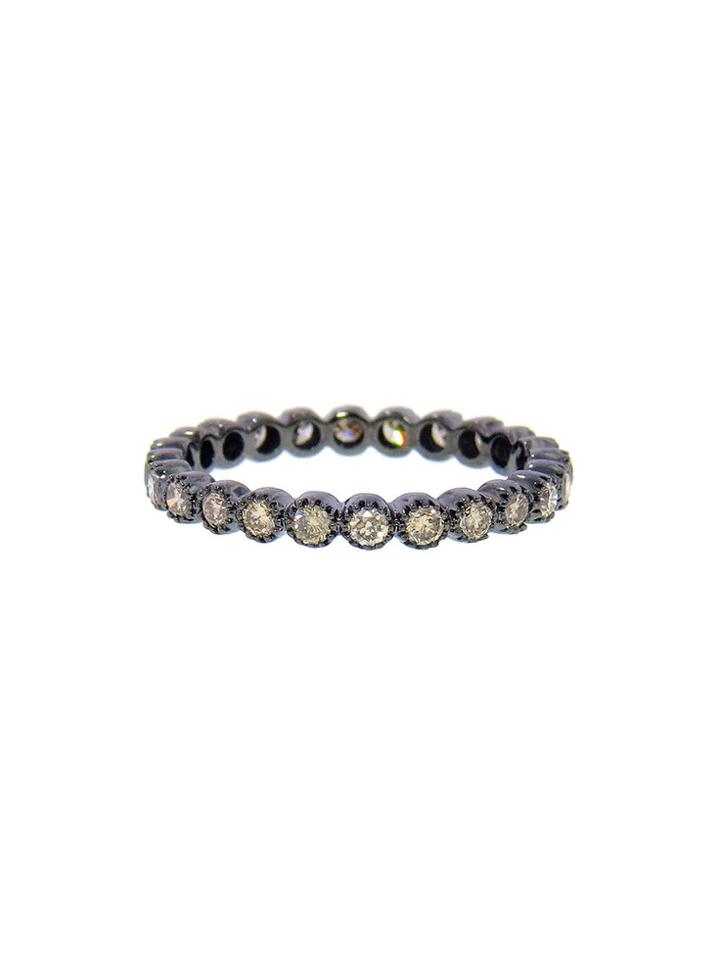 Sethi Couture Brown Diamond Bezel Band - Blackened Gold Ring
