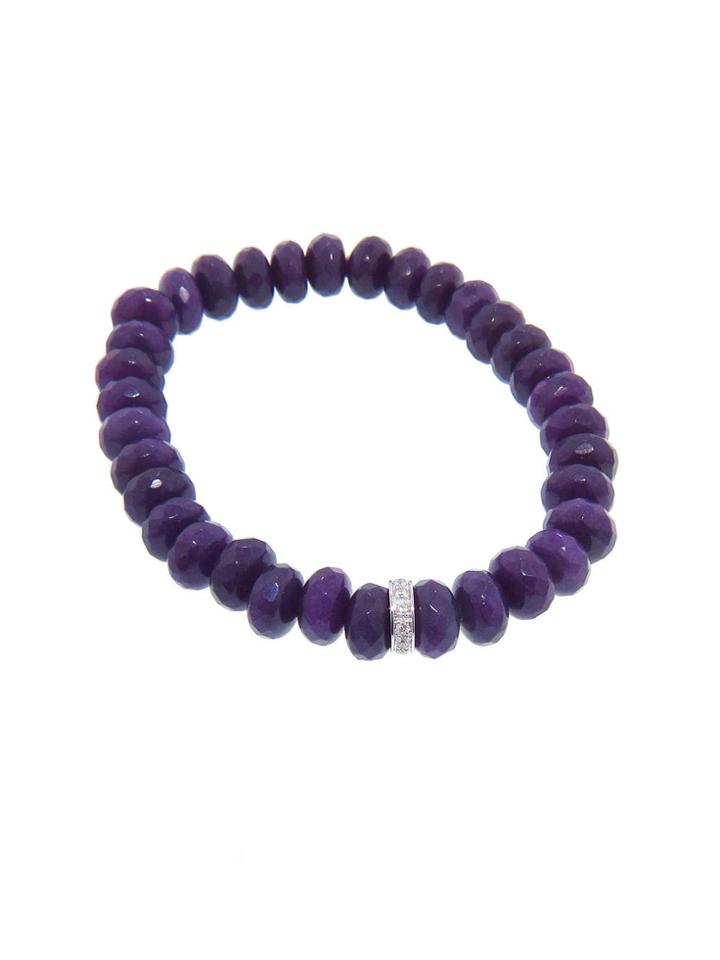 Sydney Evan Diamond Wheel Rondelle On Eggplant Jade - White Gold