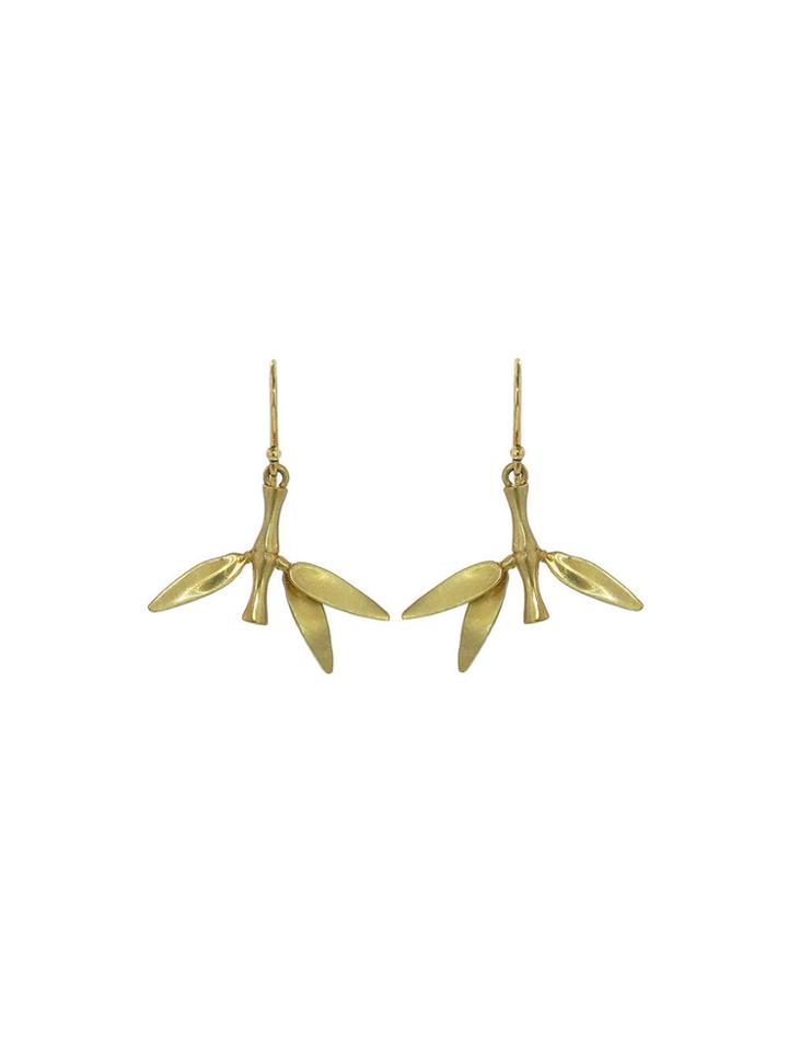 Annette Ferdinandsen Small Bamboo Leaf Earrings - Yellow Gold