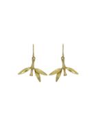 Annette Ferdinandsen Small Bamboo Leaf Earrings - Yellow Gold