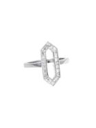 Sethi Couture Diamond Hexagon Ring In White Gold