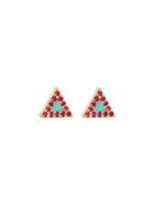 Jennifer Meyer Turquoise And Ruby Inlay Triangle Studs