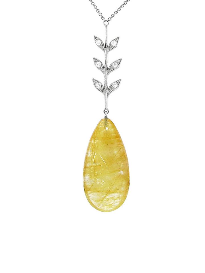 Cathy Waterman Rutilated Quartz Wheat Necklace - Platinum