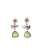 Melissa Joy Manning Watermelon Tourmaline Three Drop Earrings