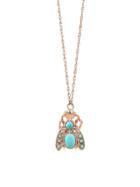 Blackbird And The Snow Turquoise Bug Necklace - Rose Gold