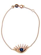 Kismet By Milka Large Evil Eye Bracelet With Blue Sapphire In Rose Gold