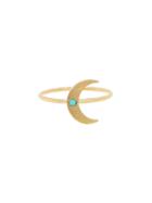 Andrea Fohrman Mini Crescent Moon Ring With Turquoise