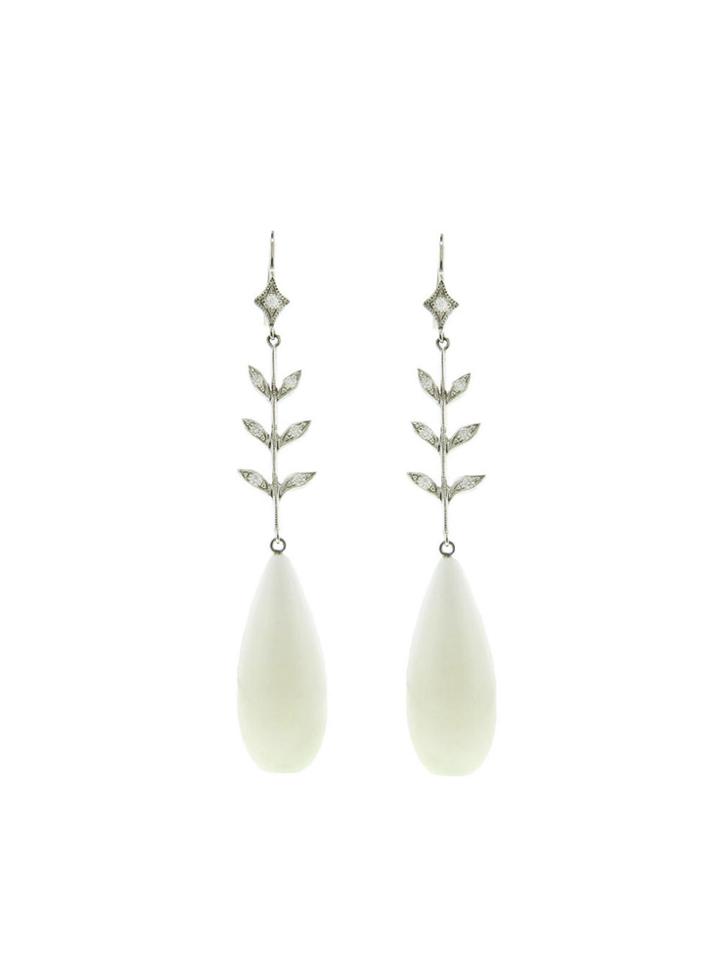 Cathy Waterman White Coral Wheat Earrings
