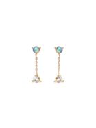 Wwake Small Two Step Chain Earrings - Opal And Diamond