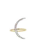 Andrea Fohrman Crescent Moon Ring With Diamonds - Yellow Gold
