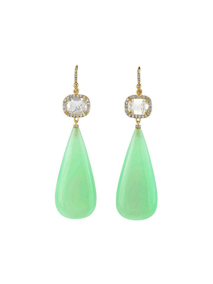 Irene Neuwirth Fire Opal And Green Opal Drop Earrings - Yellow Gold