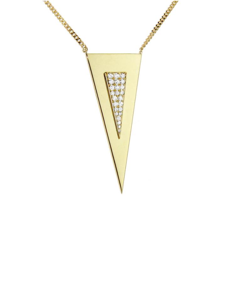 Janis Savitt Large Triangle Necklace With Diamonds - Yellow Gold