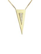 Janis Savitt Large Triangle Necklace With Diamonds - Yellow Gold