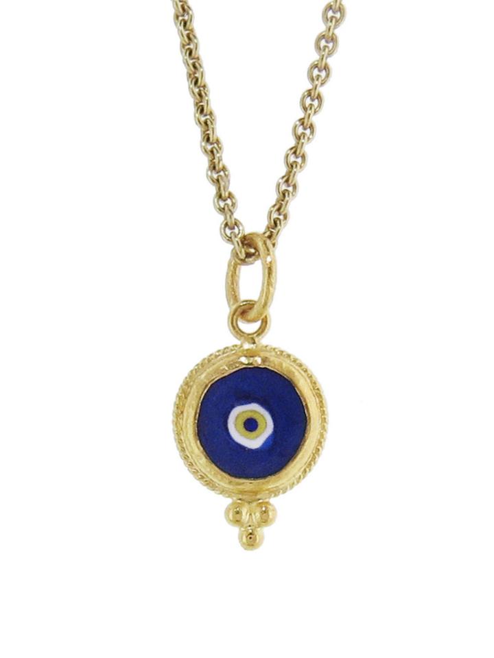 Ara Collection Small Deep Blue Evil Eye Pendant