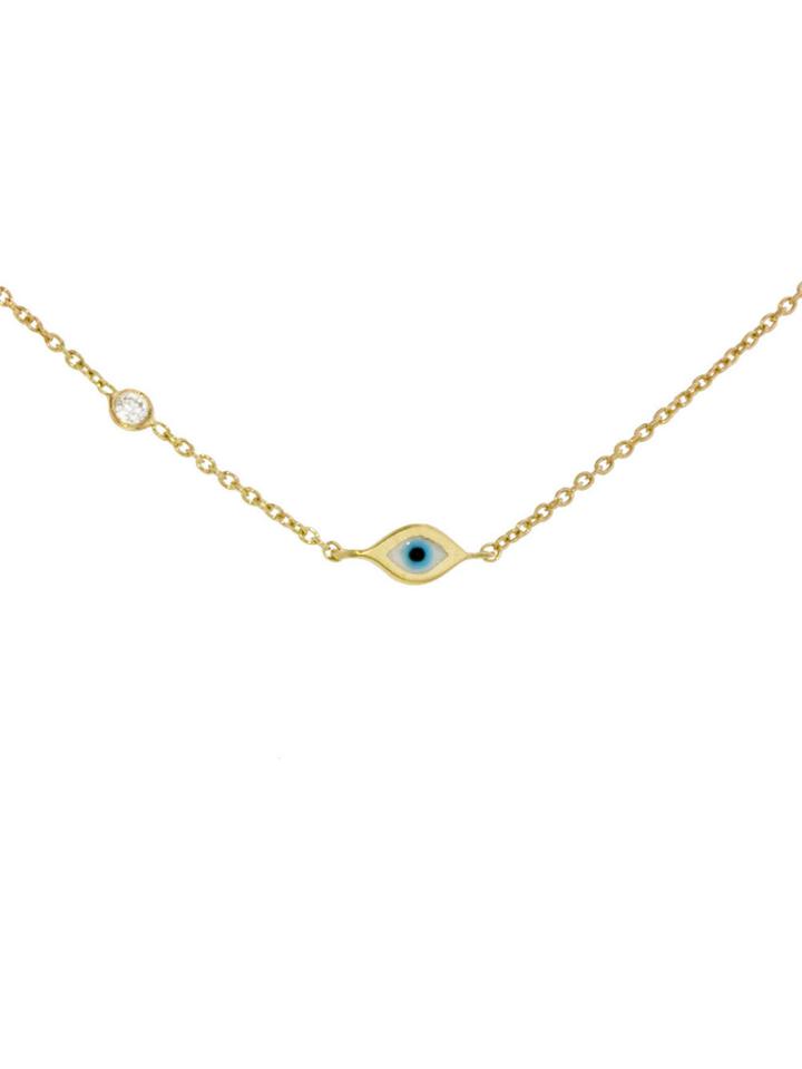 Sydney Evan Mini Enamel Evil Eye Bracelet With Diamond In Yellow Gold