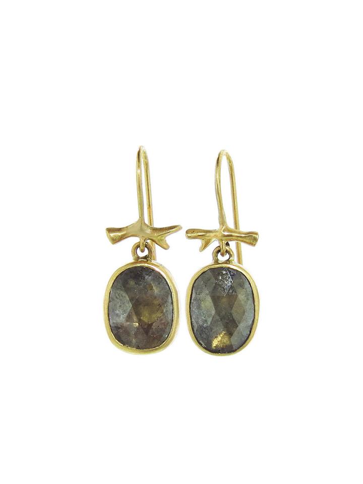 Annette Ferdinandsen Light Grey Rustic Diamond Drop Earrings