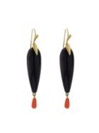 Annette Ferdinandsen Black Onyx Raven Earrings - Yellow Gold