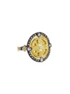 Armenta Small Oval Heraldry Shield Ring With Diamonds