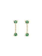 Wwake Small Two-step Emerald Chain Earrings