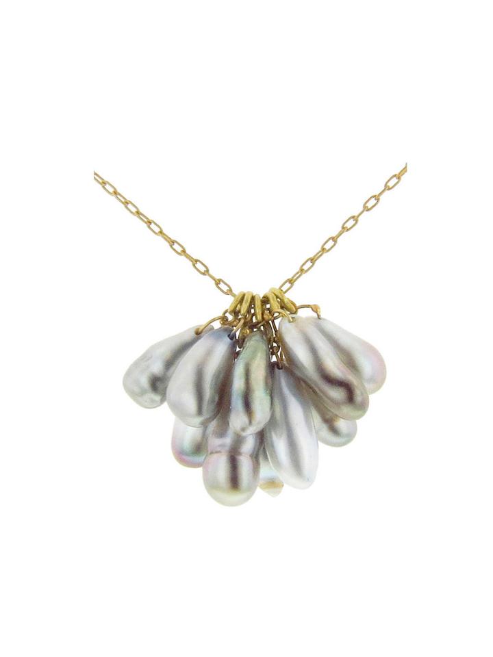 Ten Thousand Things Unique Keshi Pearl Cluster Necklace In Yellow Gold