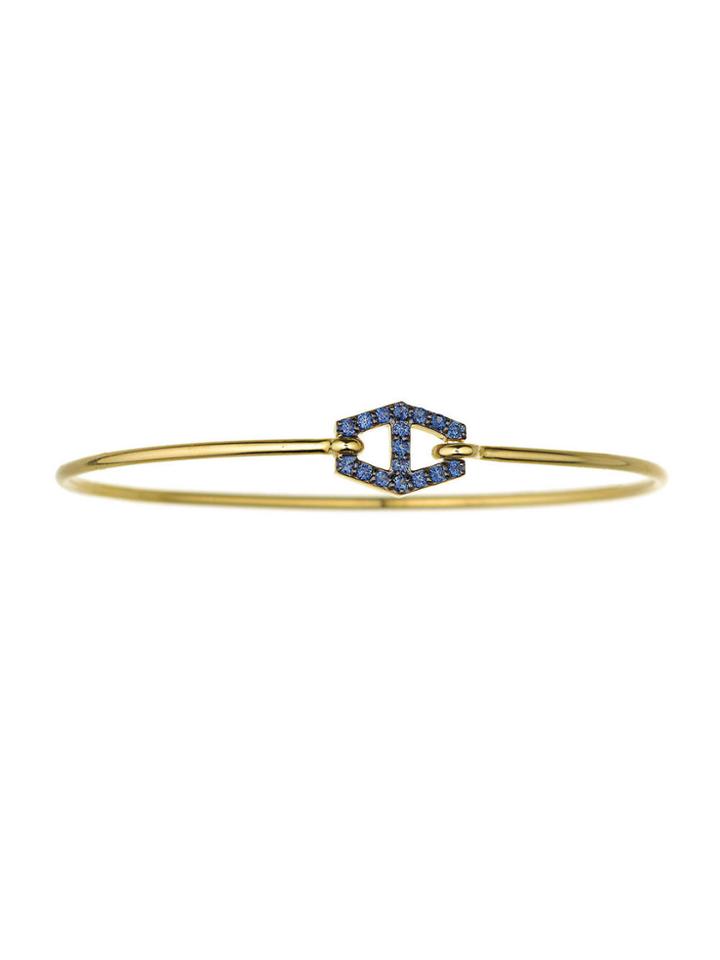 Jemma Wynne Closed Blue Sapphire Bangle - Yellow Gold