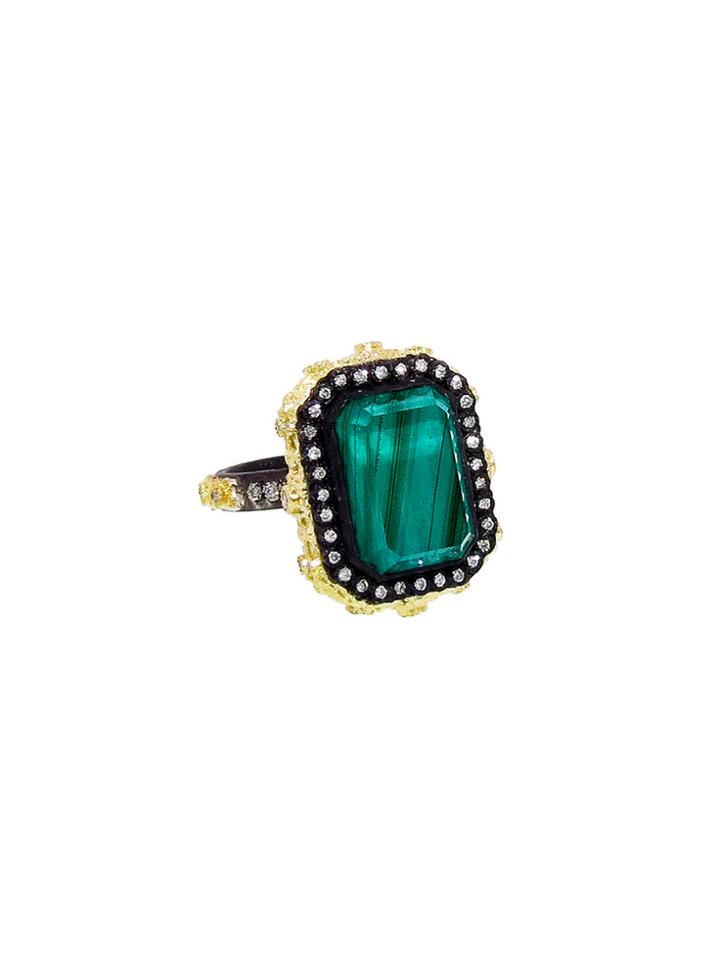 Armenta Carved Emerald Stacking Ring