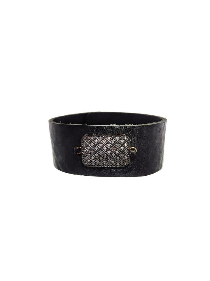Kala Leather Cuff With Diamonds