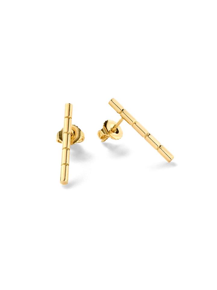 Monique Péan Long Etched Rod Earrings - Yellow Gold