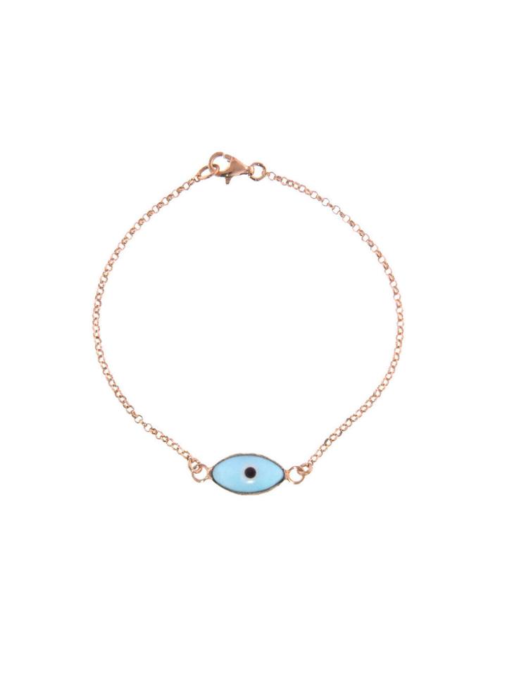Ylang 23 Light Blue Enamel Evil Eye Bracelet - Rose Gold
