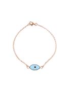 Ylang 23 Light Blue Enamel Evil Eye Bracelet - Rose Gold