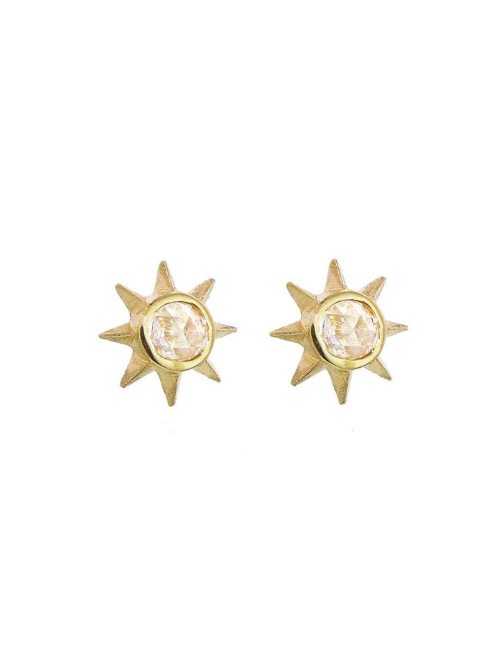 Megan Thorne Anne Marie Star Studs - Yellow Gold