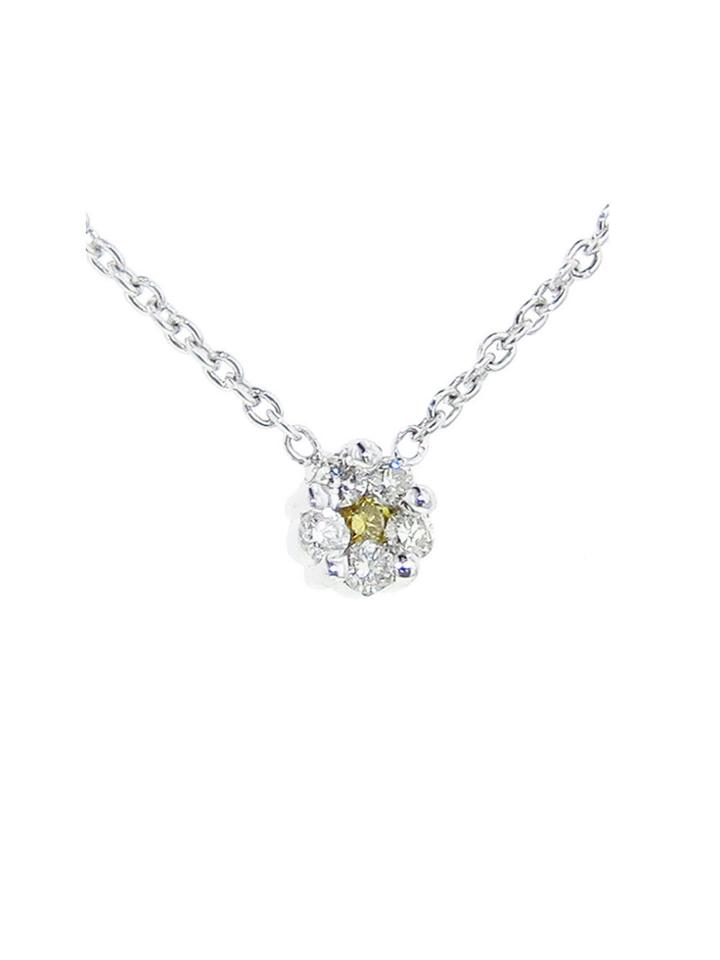 Sethi Couture Yellow Diamond Rosetta Necklace In White Gold