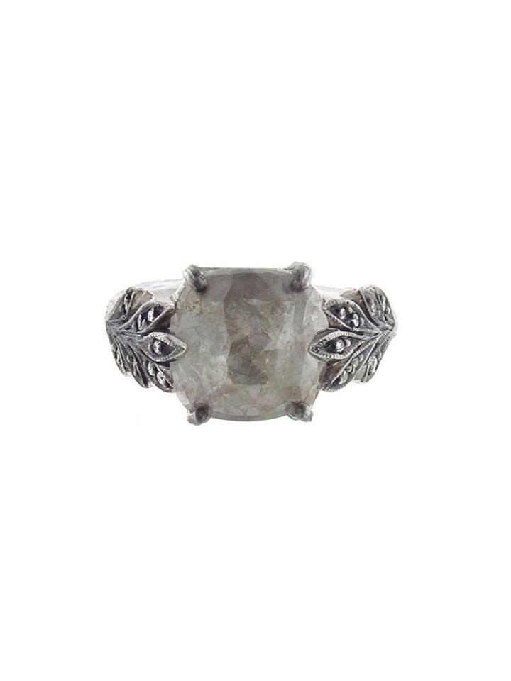 Cathy Waterman Rustic Diamond Leafside - Designer Platinum Ring