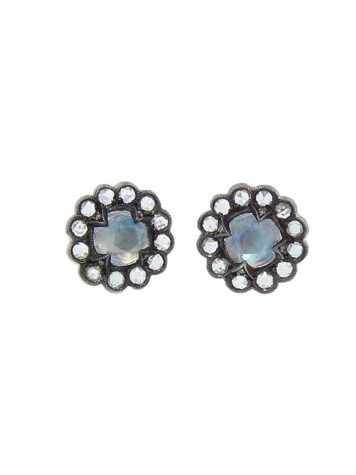 Cathy Waterman Unique Moonstone Lace Edge Earrings