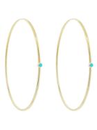 Jennifer Meyer Large Hoops With Turquoise Accents - Yellow Gold
