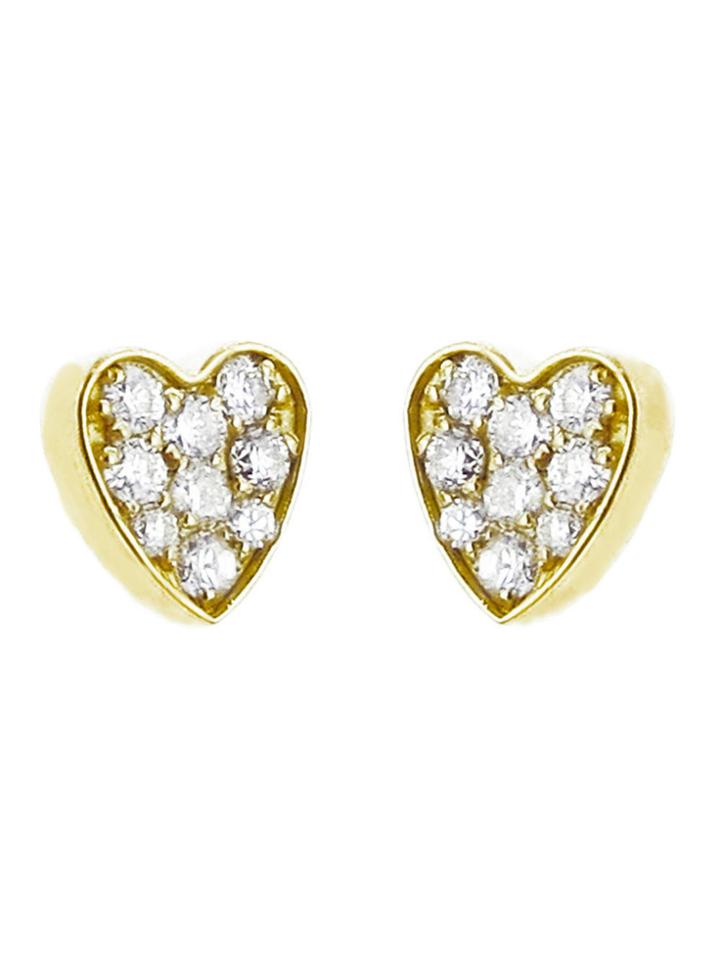 Jennifer Meyer Diamond Heart Studs - Yellow Gold