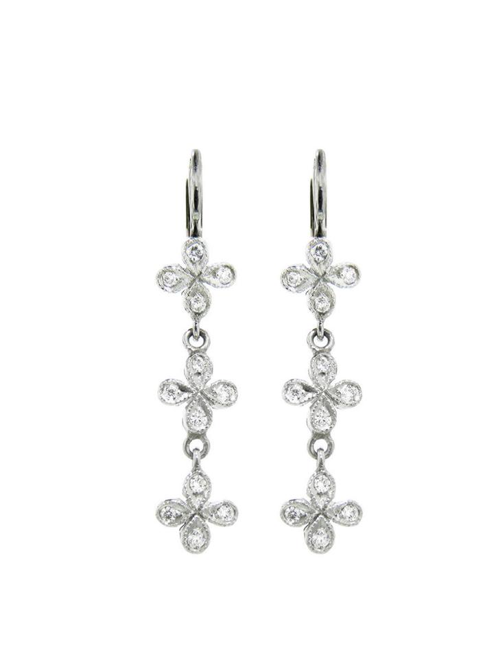 Cathy Waterman Triple Four Petal Earrings - Platinum