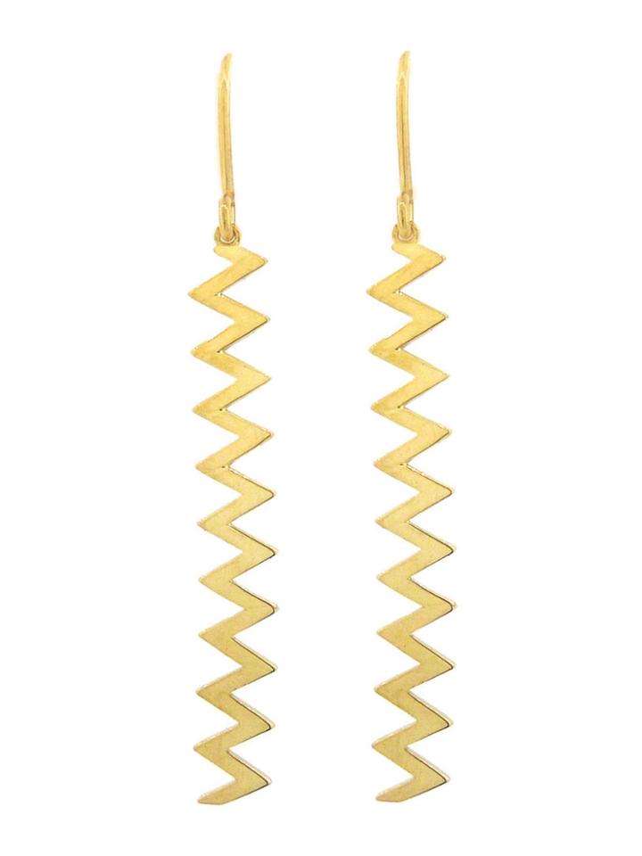 Jennifer Meyer Zig Zag Earrings - Yellow Gold