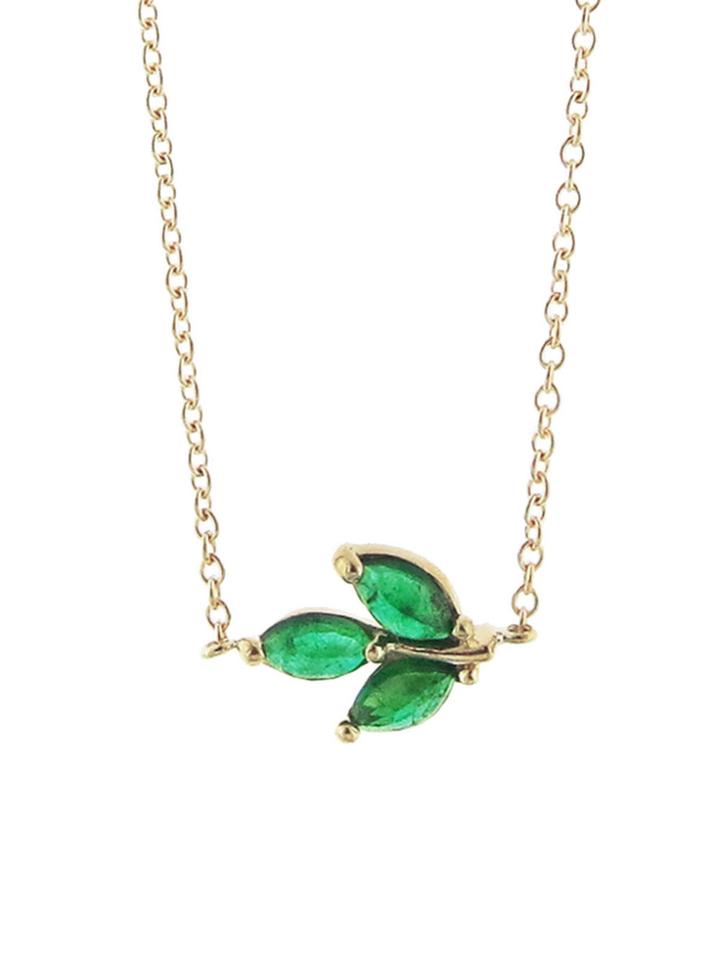 Finn Small Emerald Leaf Necklace