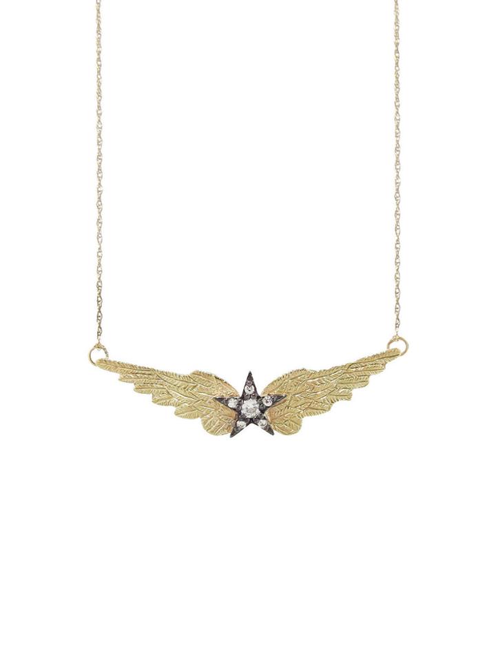 Blackbird And The Snow Winged Star Necklace - Yellow Gold