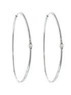 Jennifer Meyer Medium Hoops With Diamonds - White Gold