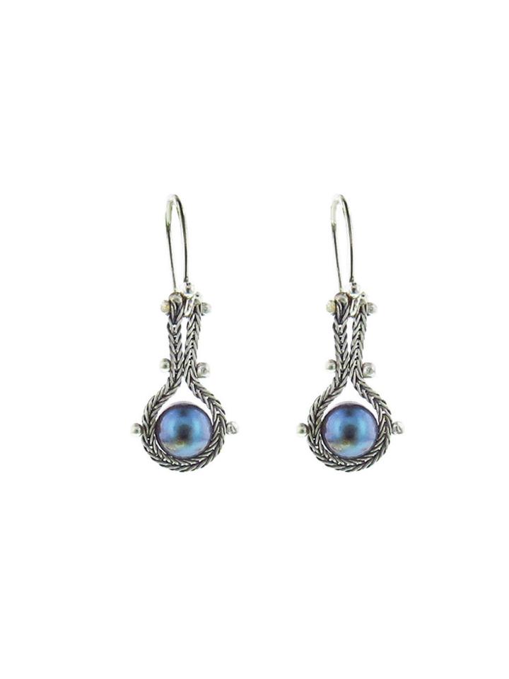 Ten Thousand Things Studded Black Pearl Wrap Earrings