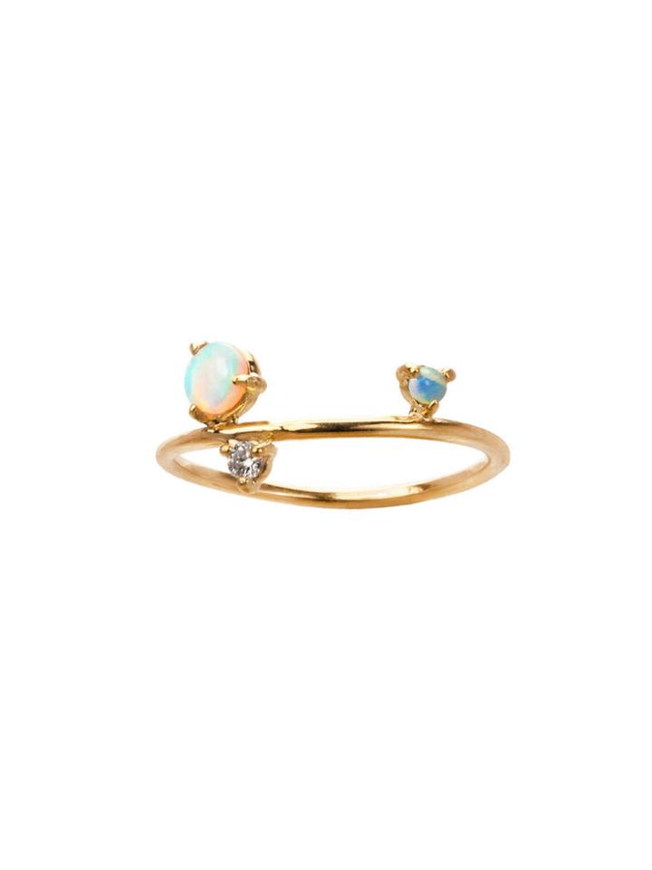Wwake Three Step Balloon Ring - Opal And Diamond
