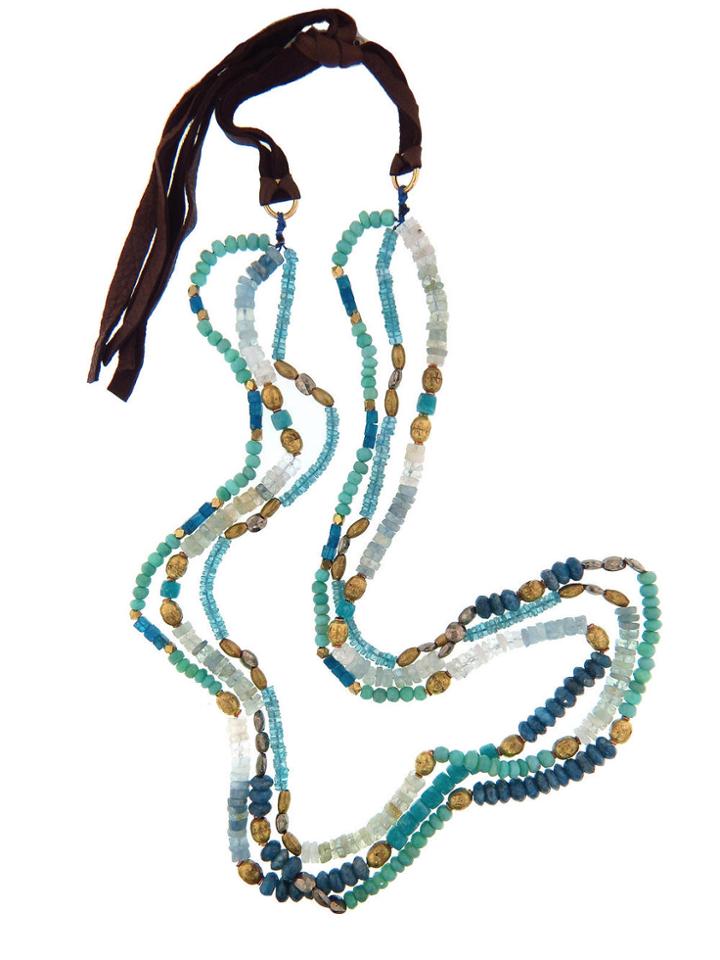 Royal Nomad Multi-strand Aquamarine And Chrysoprase Necklace