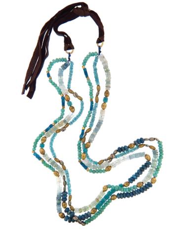 Royal Nomad Multi-strand Aquamarine And Chrysoprase Necklace