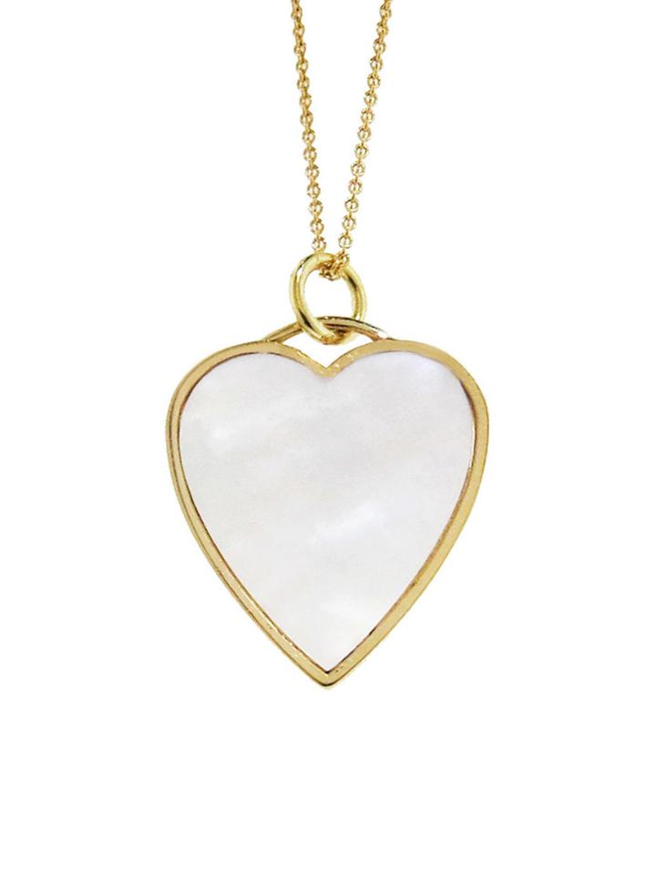 Jennifer Meyer Mother Of Pearl Heart Inlay Necklace